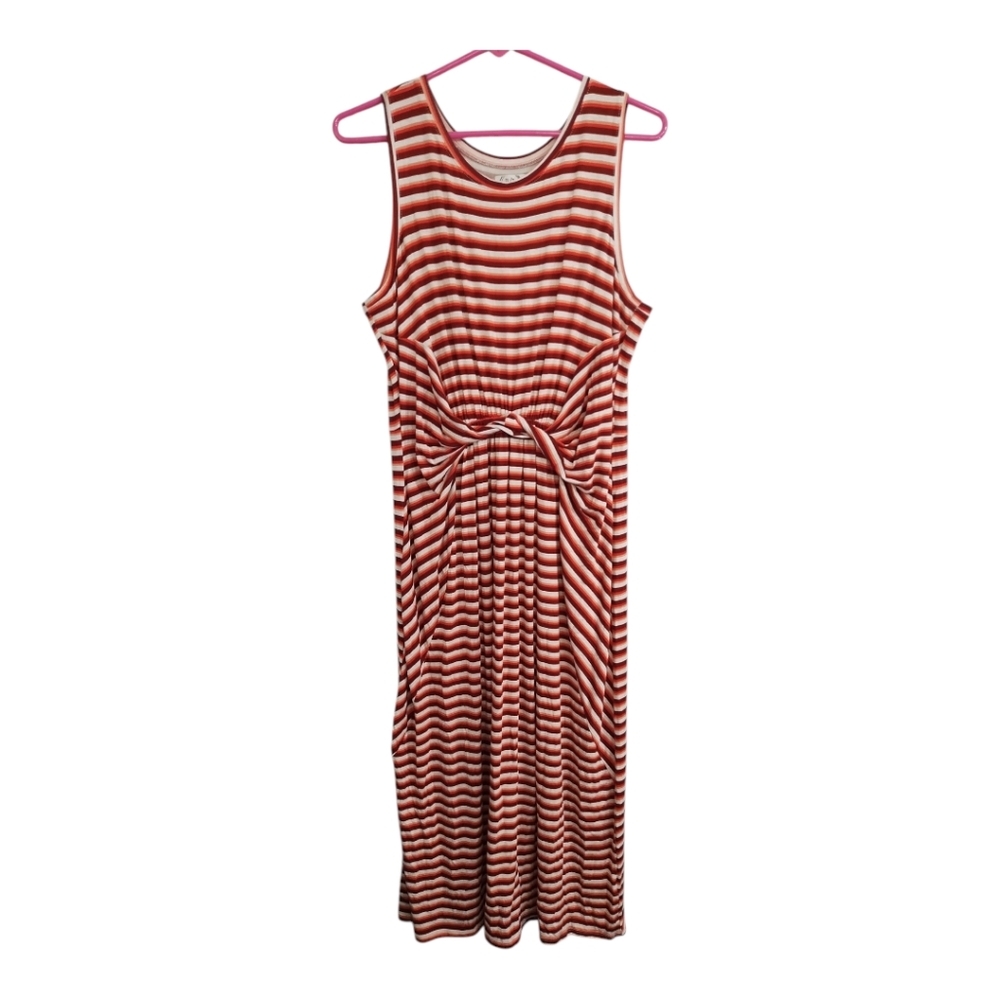 Maurices Striped‎ Soft Stretch Midi Preppy Boho Beach Vacation Dress Lg